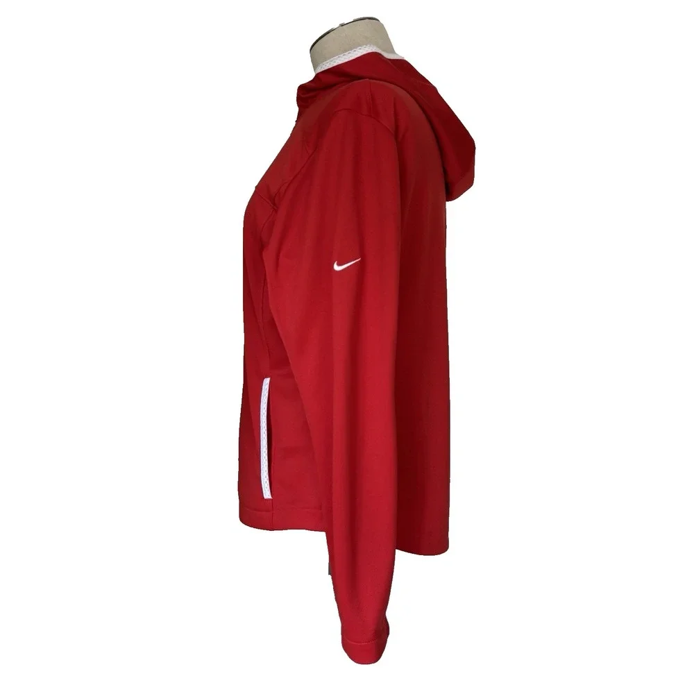 Nike Dri-Fit Zip Up Hoodie Jacket Women's M Red Athletic Activewear Running Gym